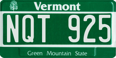 VT license plate NQT925