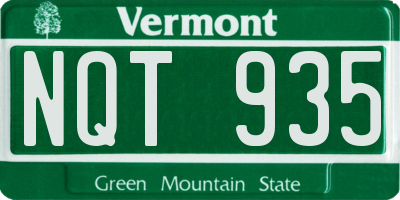 VT license plate NQT935
