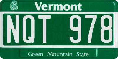 VT license plate NQT978