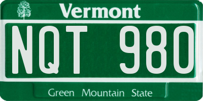 VT license plate NQT980
