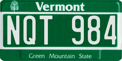 VT license plate NQT984
