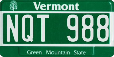VT license plate NQT988