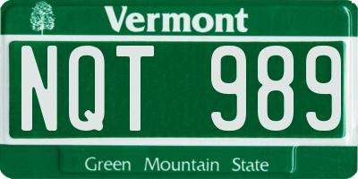 VT license plate NQT989