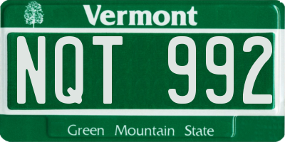 VT license plate NQT992