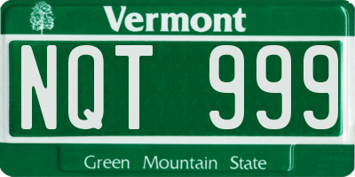 VT license plate NQT999