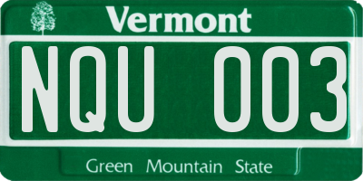 VT license plate NQU003