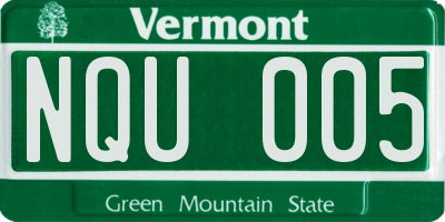VT license plate NQU005