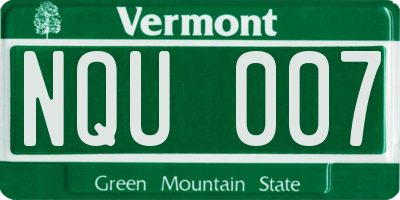 VT license plate NQU007