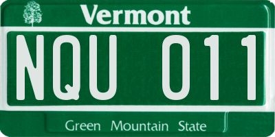 VT license plate NQU011