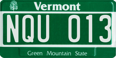 VT license plate NQU013