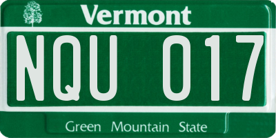 VT license plate NQU017