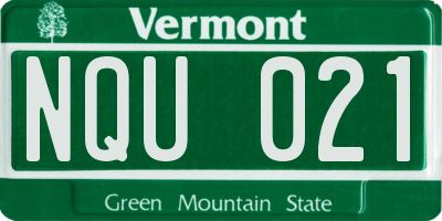VT license plate NQU021