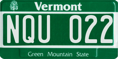 VT license plate NQU022