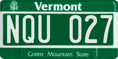 VT license plate NQU027