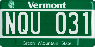 VT license plate NQU031