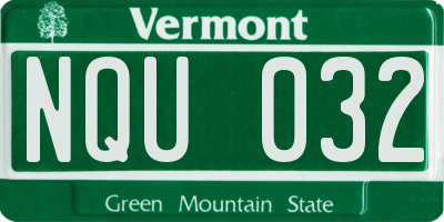 VT license plate NQU032