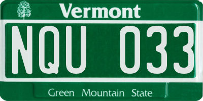 VT license plate NQU033