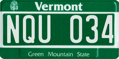 VT license plate NQU034