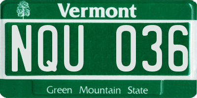 VT license plate NQU036