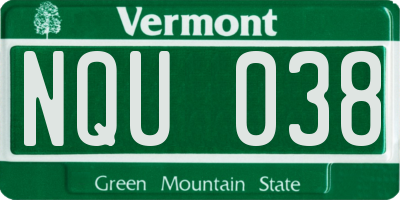 VT license plate NQU038