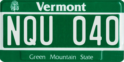 VT license plate NQU040