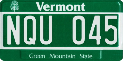 VT license plate NQU045