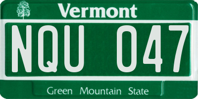 VT license plate NQU047