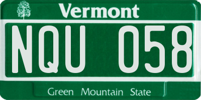 VT license plate NQU058
