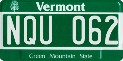 VT license plate NQU062
