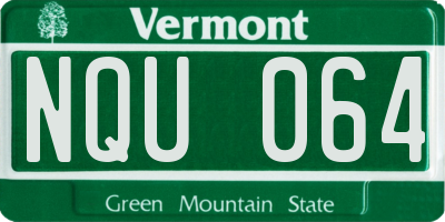 VT license plate NQU064