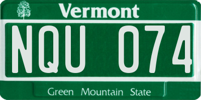VT license plate NQU074