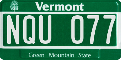 VT license plate NQU077