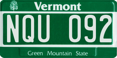 VT license plate NQU092