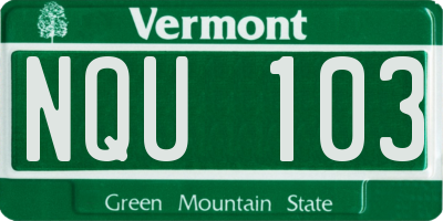 VT license plate NQU103