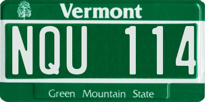 VT license plate NQU114