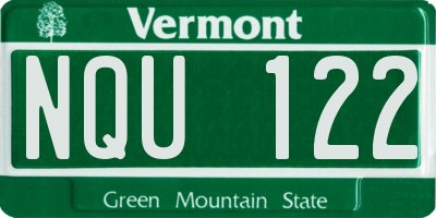 VT license plate NQU122