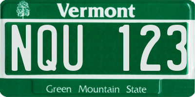 VT license plate NQU123