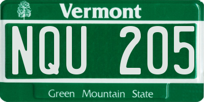 VT license plate NQU205