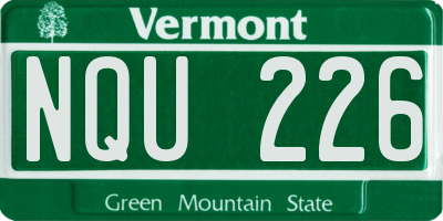 VT license plate NQU226
