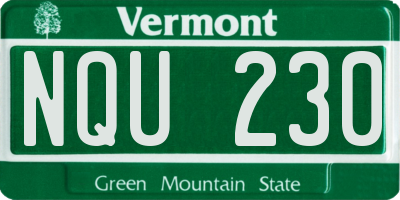 VT license plate NQU230