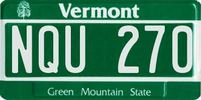 VT license plate NQU270