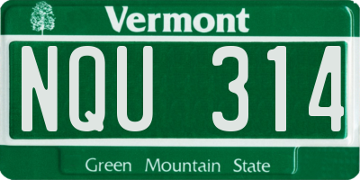 VT license plate NQU314