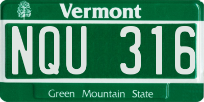 VT license plate NQU316