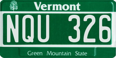 VT license plate NQU326