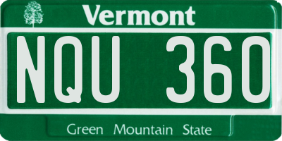 VT license plate NQU360