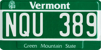 VT license plate NQU389