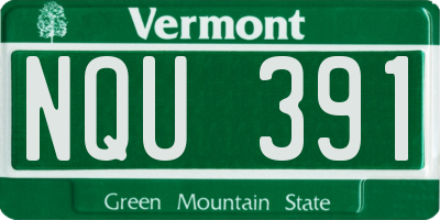VT license plate NQU391