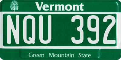 VT license plate NQU392