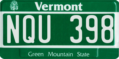 VT license plate NQU398