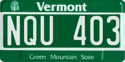 VT license plate NQU403